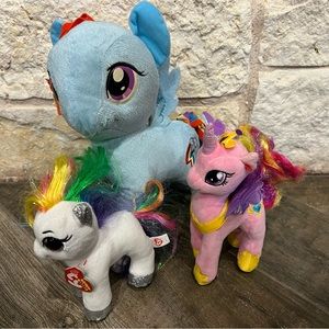 My Little Pony Plush Stuffed Animal Lot Of 3, Rainbow Dash/Princess Cadance.